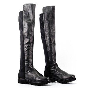 Donald Pliner Women Roz Black Leather Over The Knee Platform Stretch Boots 6.5